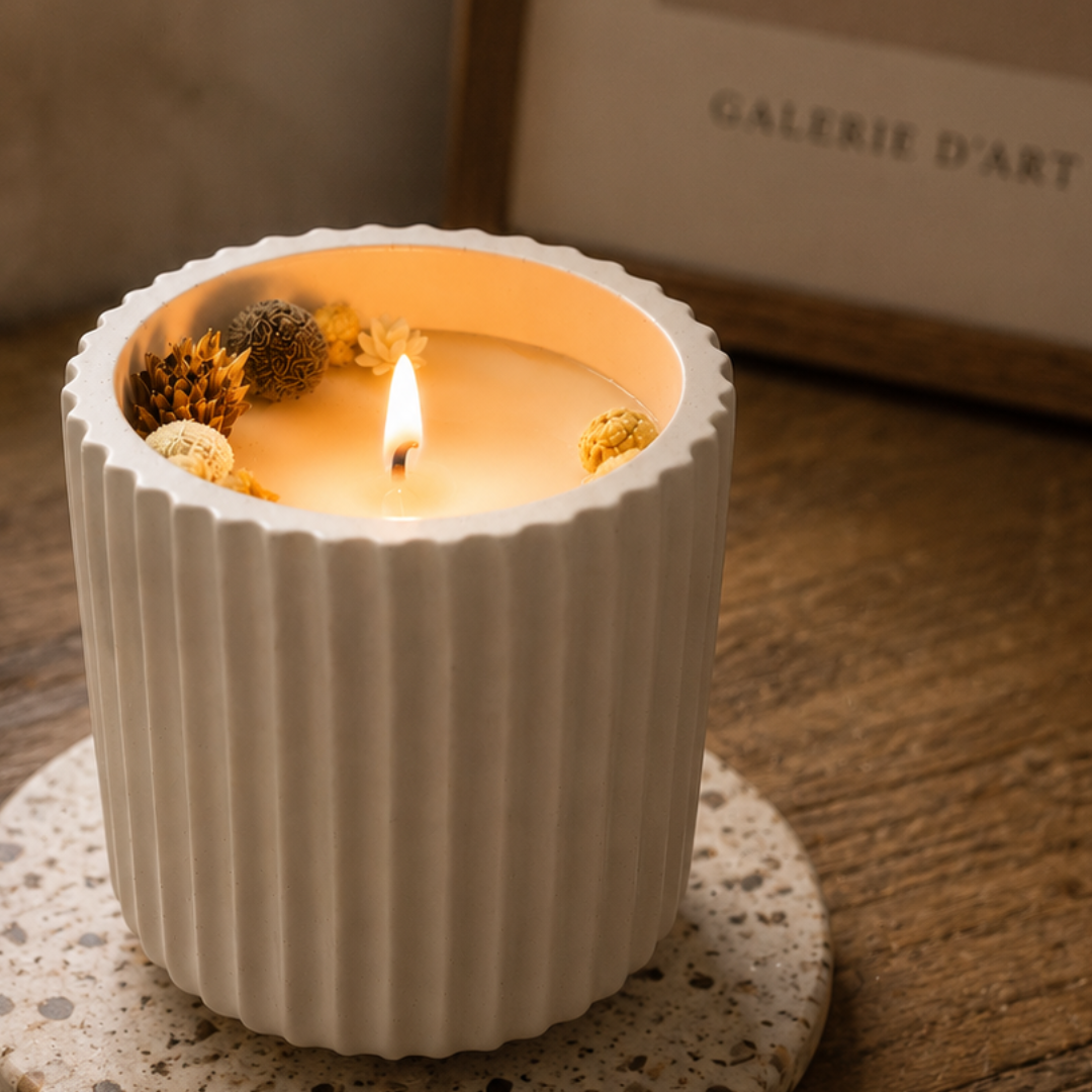 Vela Aromática 130g Linha Stone | Baunilha & Lavanda | Vaso Roma Nature - Imagem 5