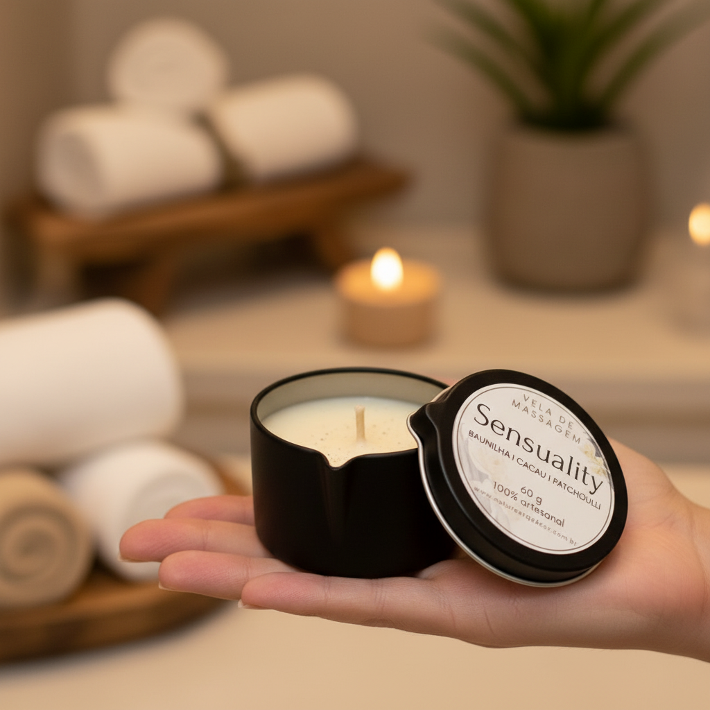 Vela de Massagem Corporal 60g I Hidratante I Baunilha e Lavanda Lata com bico - Imagem 7