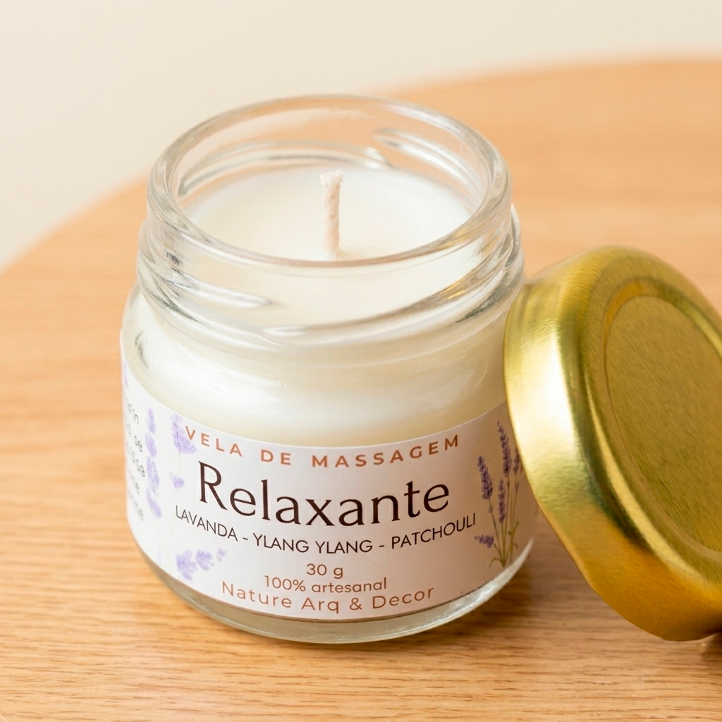Vela de Massagem 30g Nature I Hidratação da Pele Beijável | Baunilha Lavanda