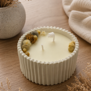 Vela Aromática 90g Linha Stone | Baunilha & Lavanda | Vaso Grécia Nature
