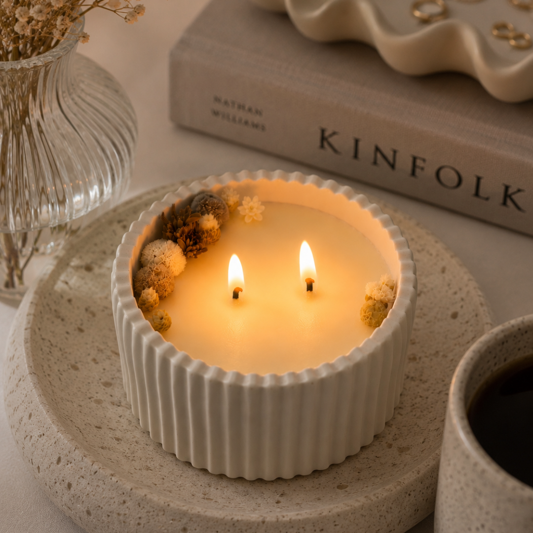 Vela Aromática 90g Linha Stone | Baunilha & Lavanda | Vaso Grécia Nature - Imagem 5