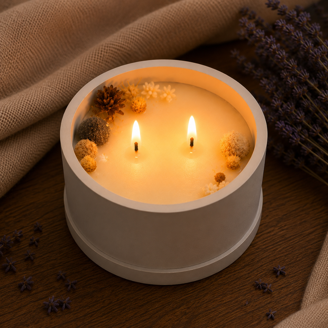 Vela Aromática 60g Linha Stone | Baunilha & Lavanda | Vaso Liso Nature - Imagem 3