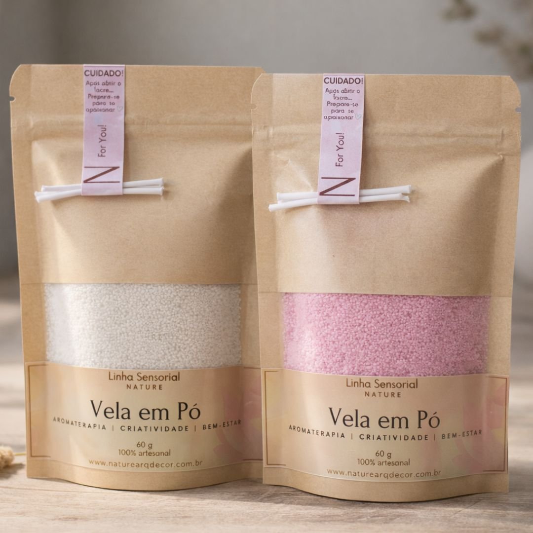 Kit 2 velas em pó 60g Nature I Parafina Areia Decorativa DIY Efeito Perolado Brilhante