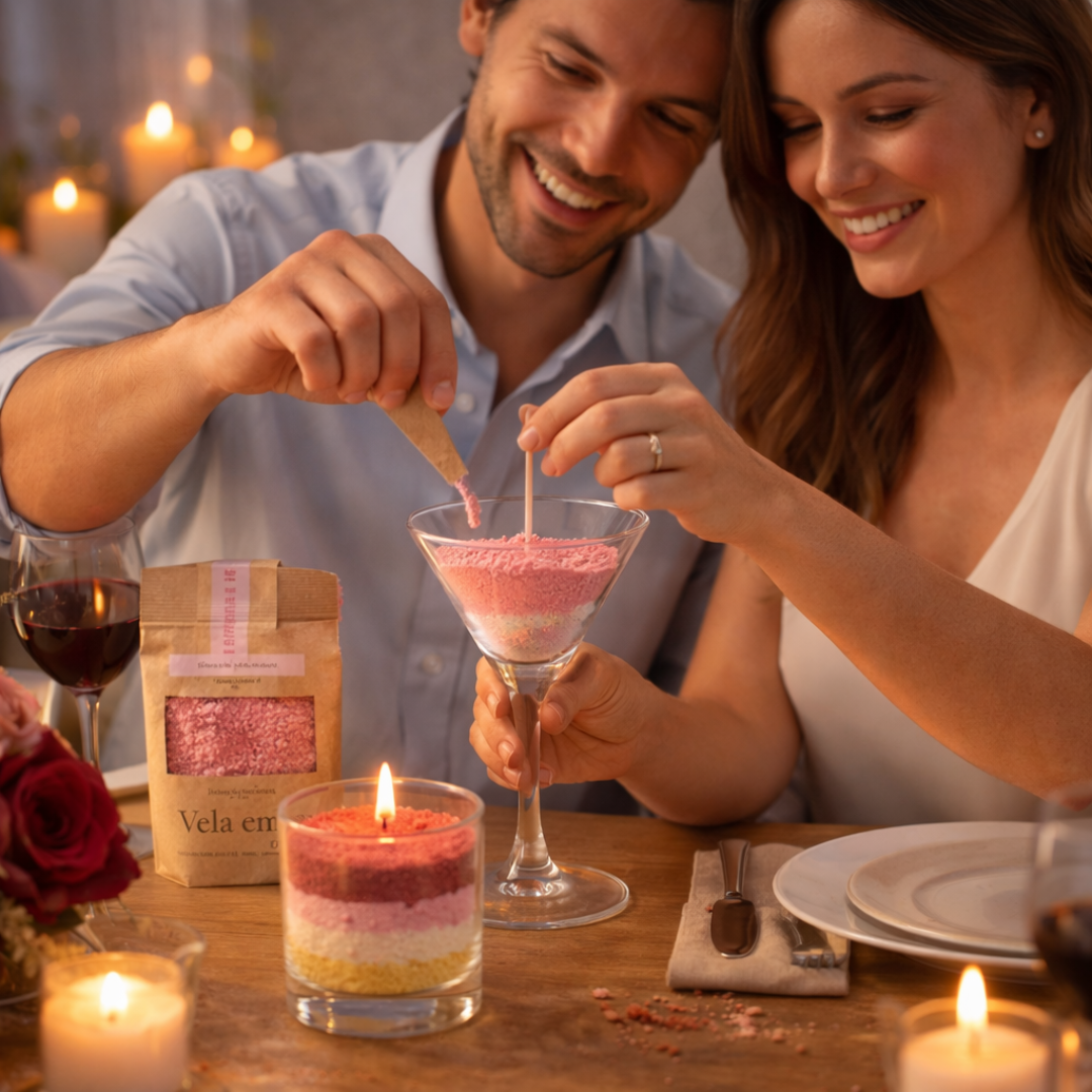 Kit 3 Velas Em Pó Dia dos Namorados I Rosa, Vermelho, Branco | Nature I Dia das Mães - Imagem 2