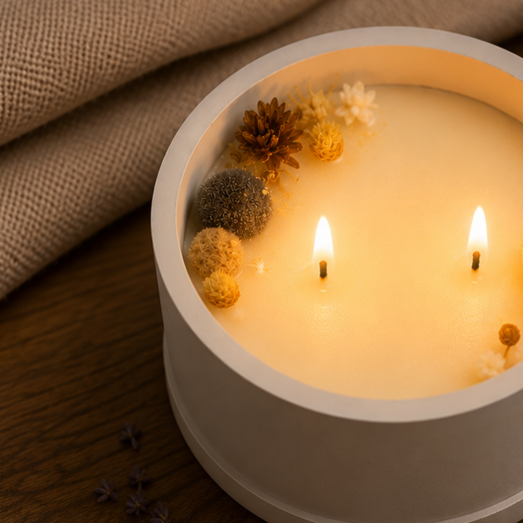 Vela Aromática 60g Linha Stone | Baunilha & Lavanda | Vaso Liso Nature - Imagem 2