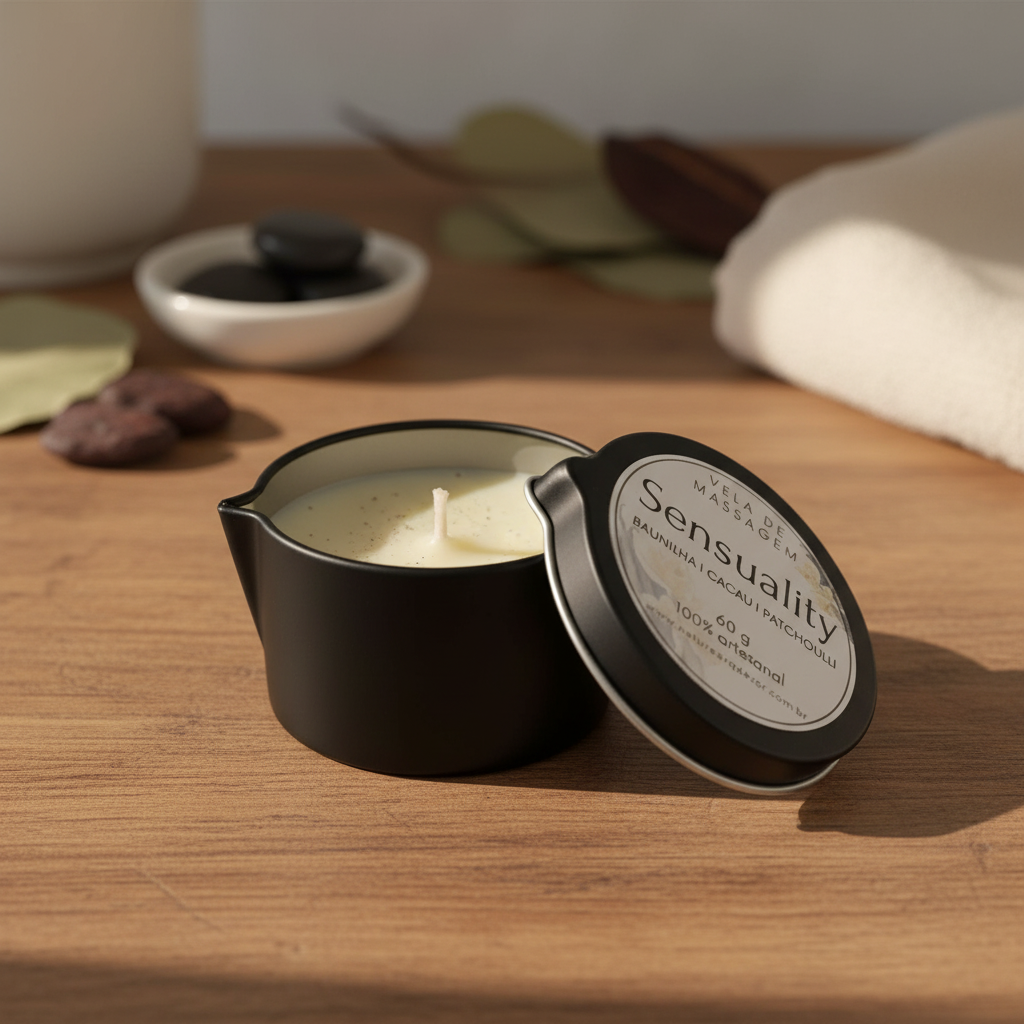 Vela de Massagem Corporal 60g I Hidratante I Baunilha e Lavanda Lata com bico - Imagem 6