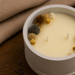 Vela Aromática 60g Linha Stone | Baunilha & Lavanda | Vaso Liso Nature