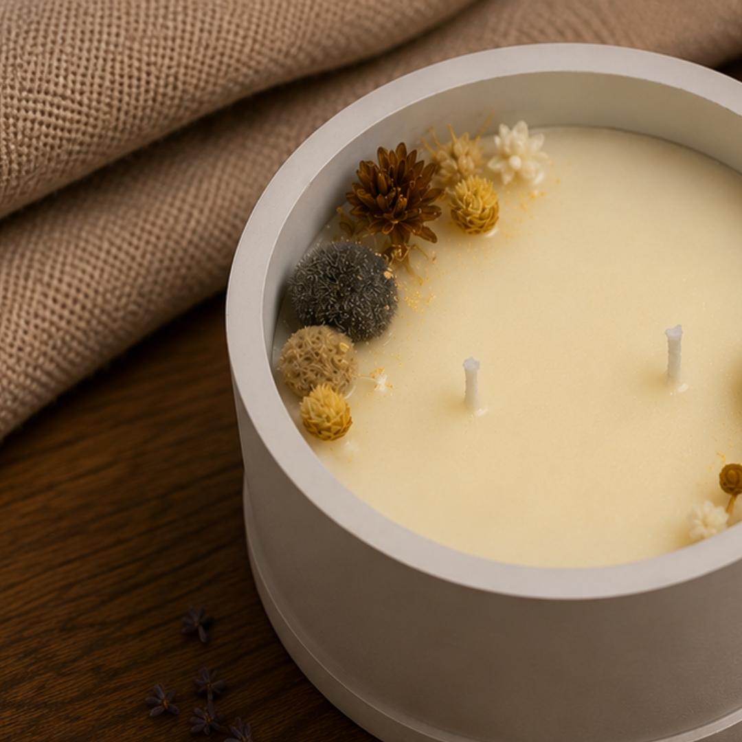 Vela Aromática 60g Linha Stone | Baunilha & Lavanda | Vaso Liso Nature