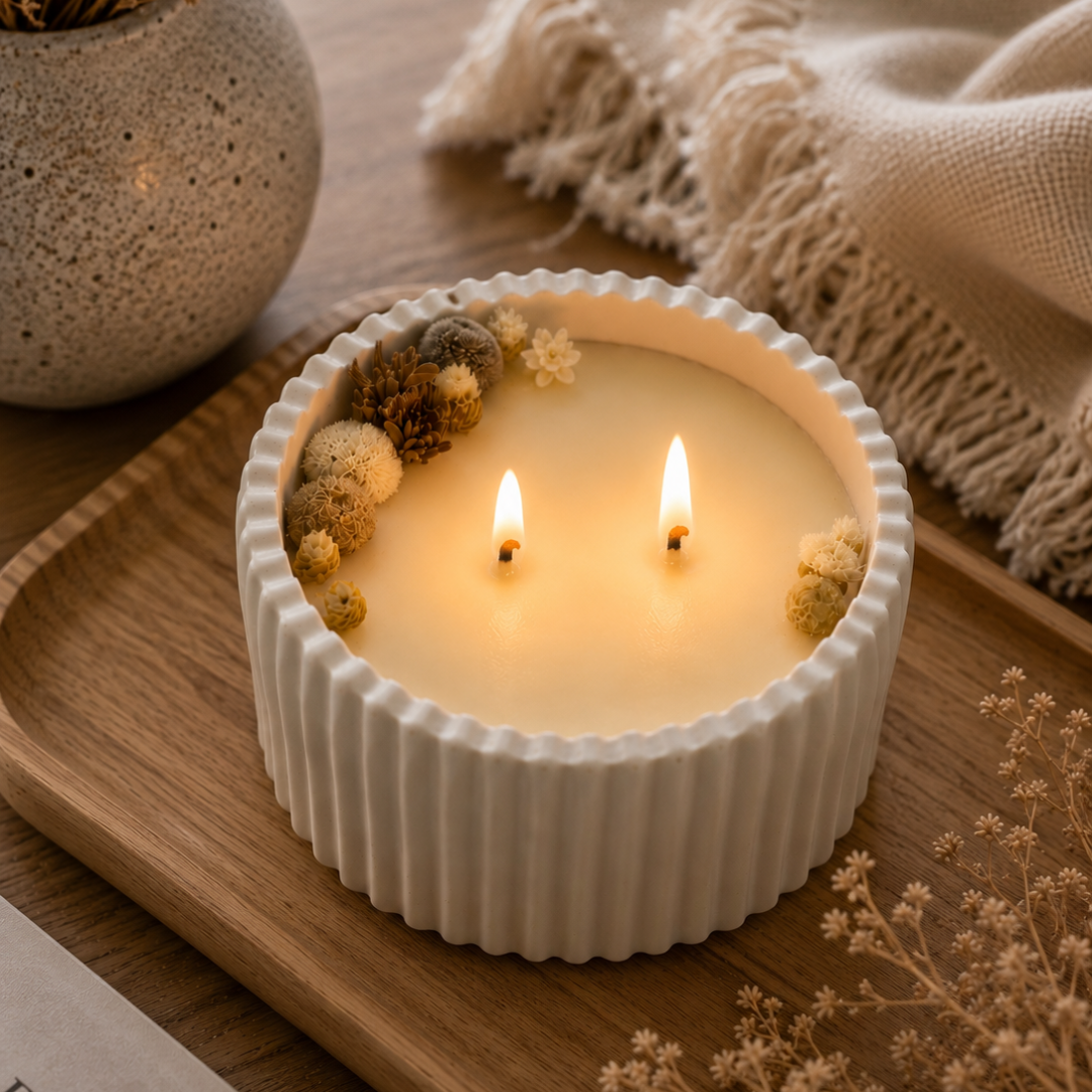 Vela Aromática 90g Linha Stone | Baunilha & Lavanda | Vaso Grécia Nature - Imagem 4